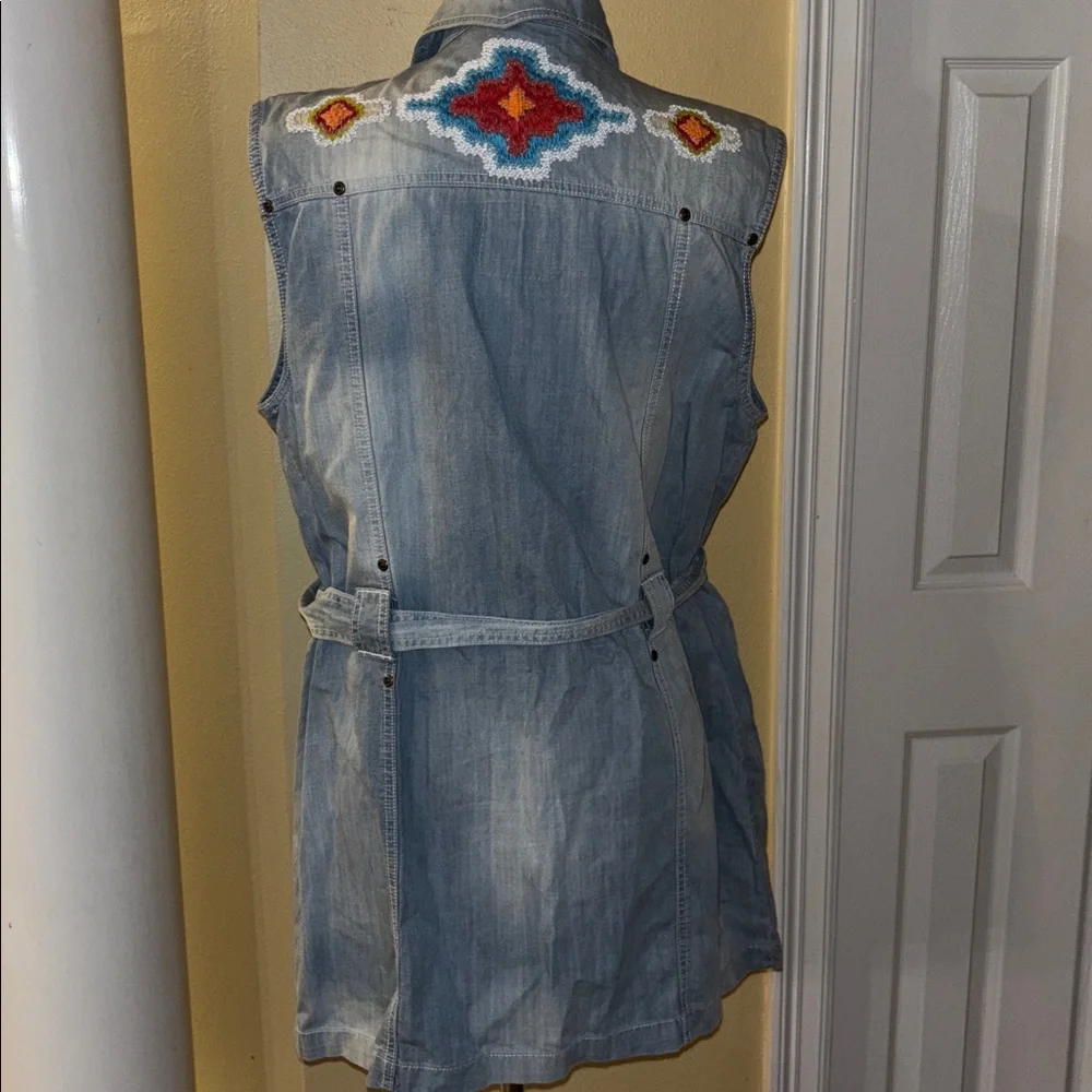 Double D Ranch Blue Denim Vest or Mini Dress with beading and Embroidery - Picture 7 of 10